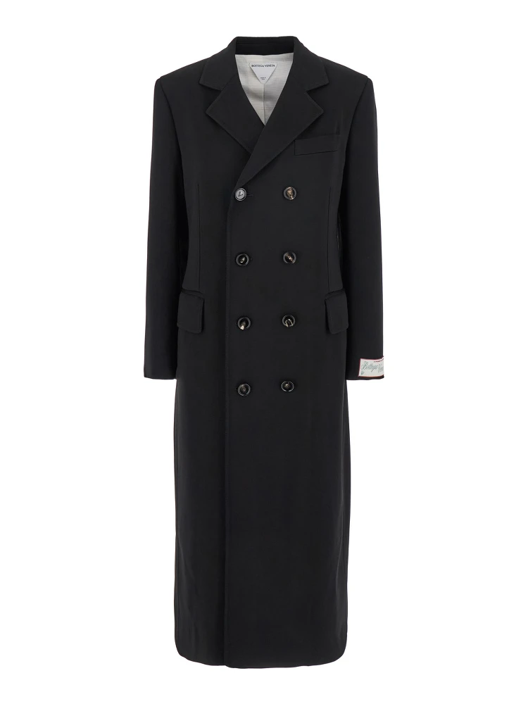Black Coat with Notched Revers in Rayon Woman