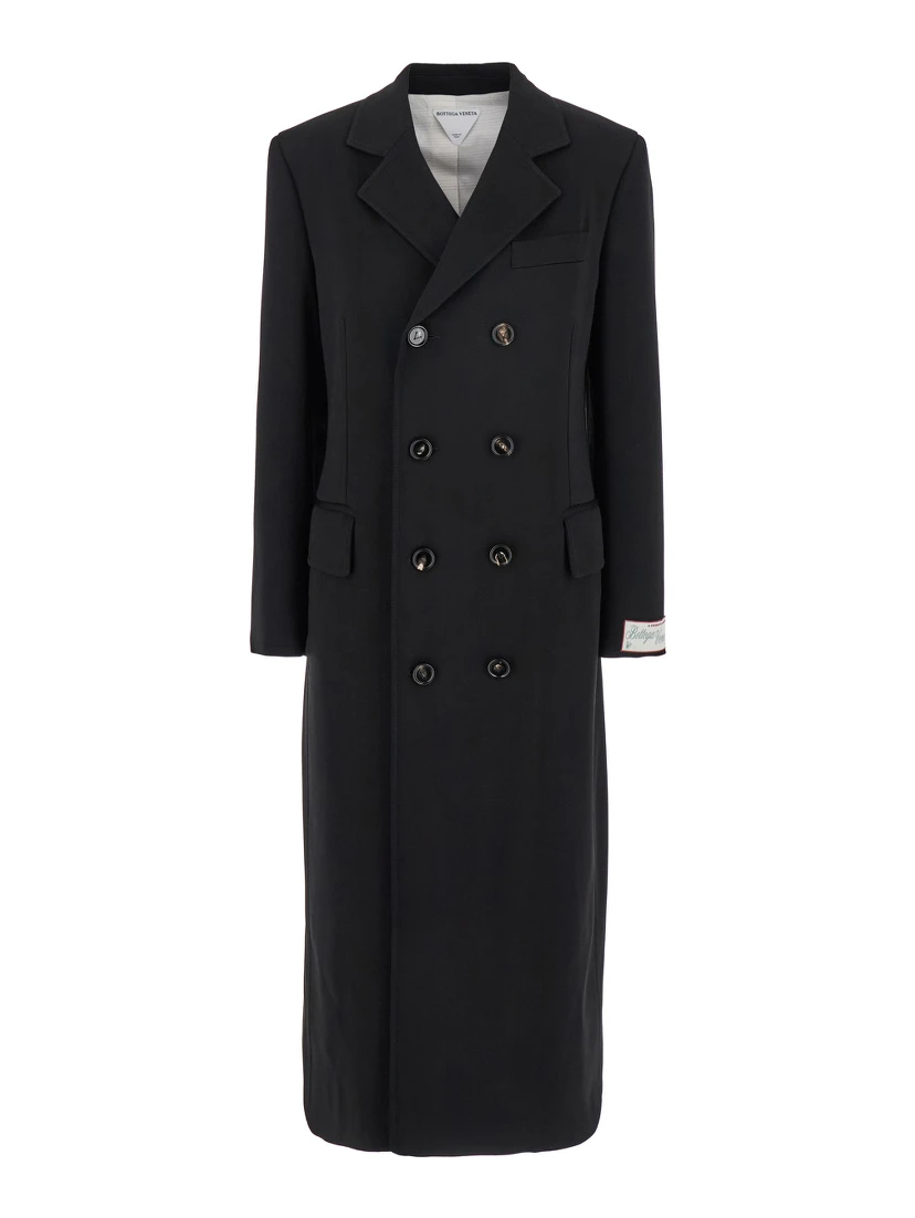 Black Coat with Notched Revers in Rayon Woman