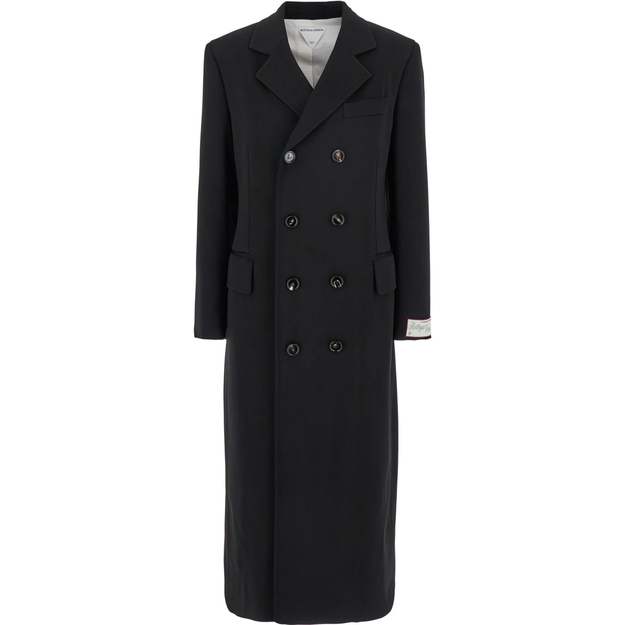 Black Coat with Notched Revers in Rayon Woman