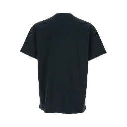 Black Crewneck T-Shirt with Logo Patch on the Front in Cotton Man