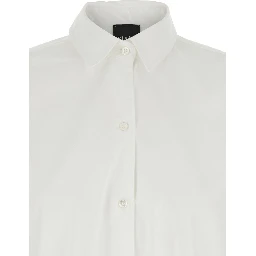 White Shirt with Classic Collar in Cotton Blend Stretch Woman