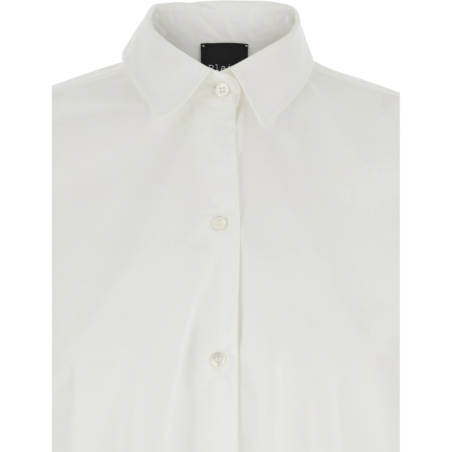White Shirt with Classic Collar in Cotton Blend Stretch Woman