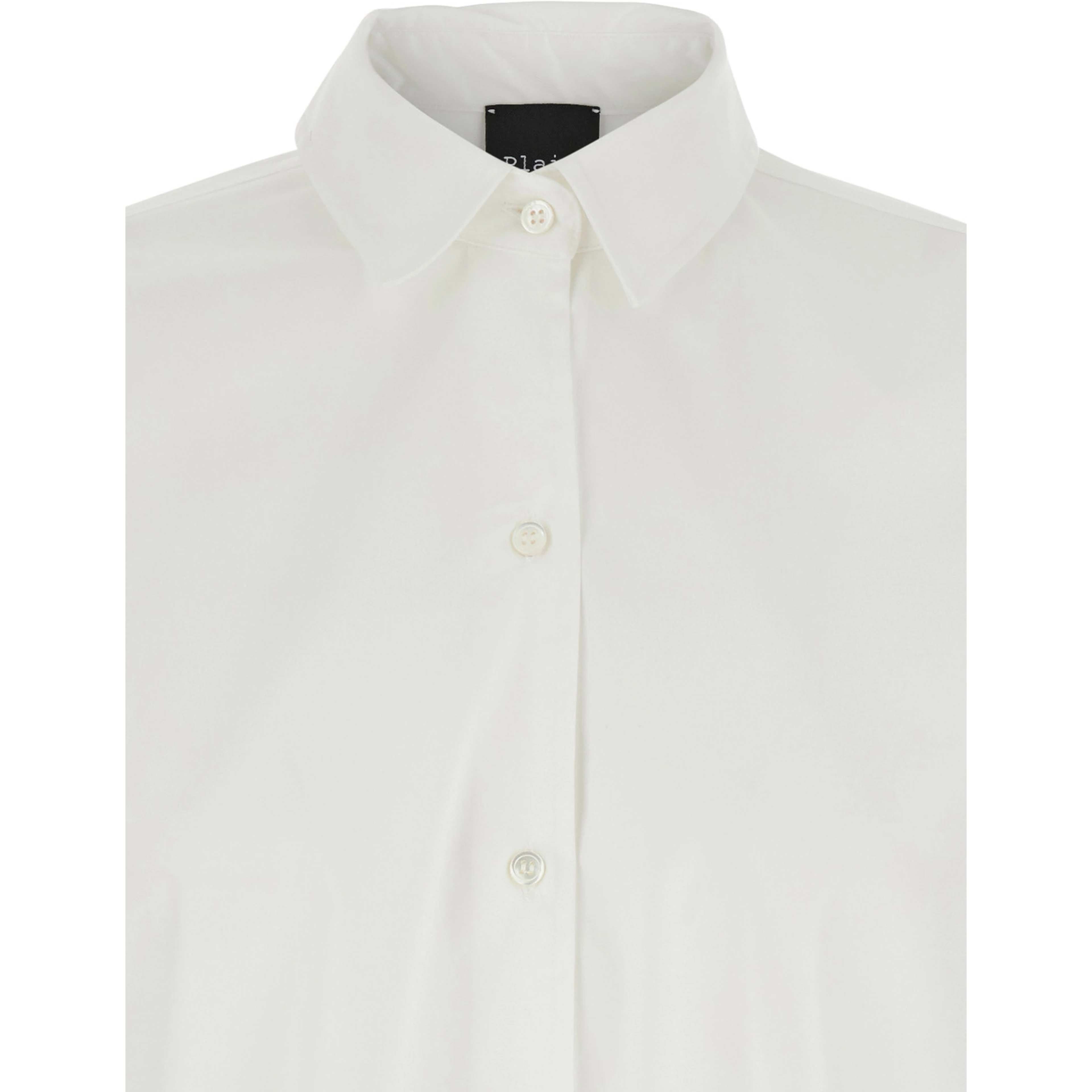White Shirt with Classic Collar in Cotton Blend Stretch Woman