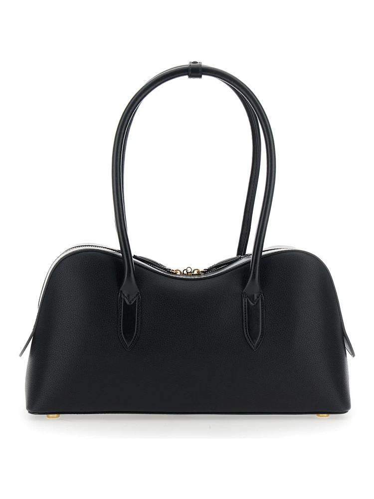 Ryder Black Handbag with Two Top Handles and Front Padlock Detail with Logo in Ecoleather Woman alternative