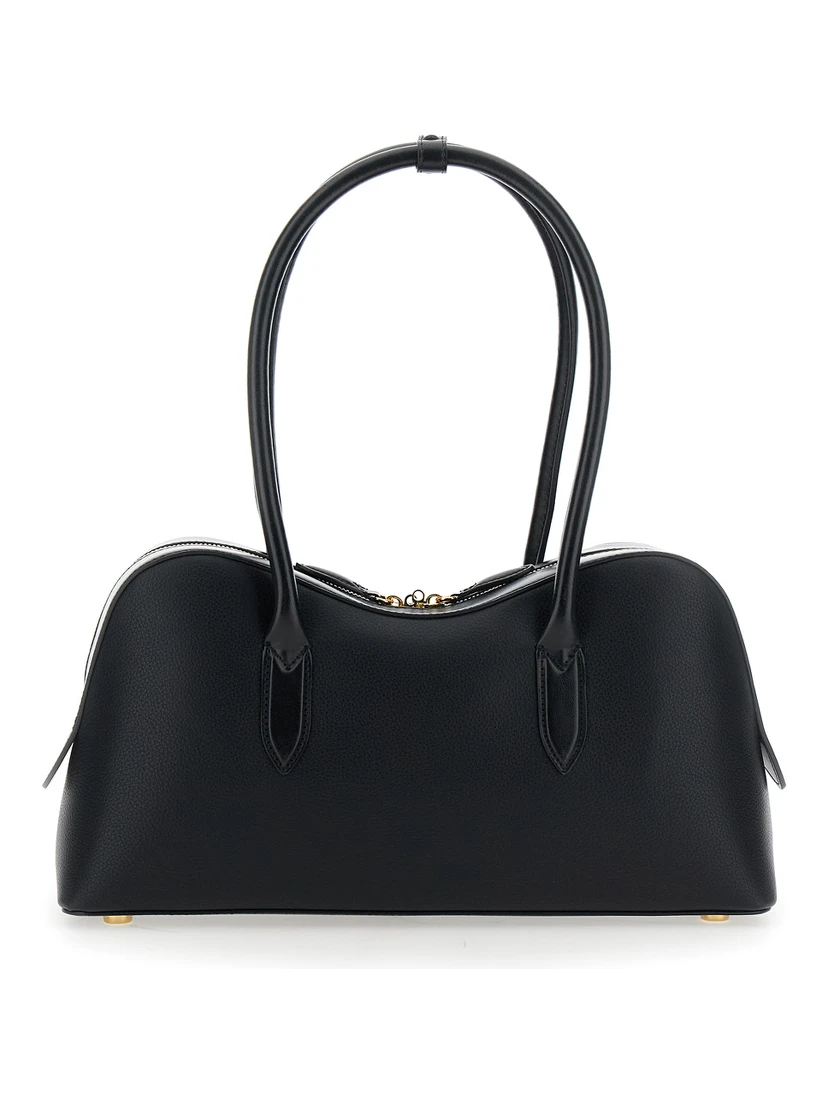 Ryder Black Handbag with Two Top Handles and Front Padlock Detail with Logo in Ecoleather Woman