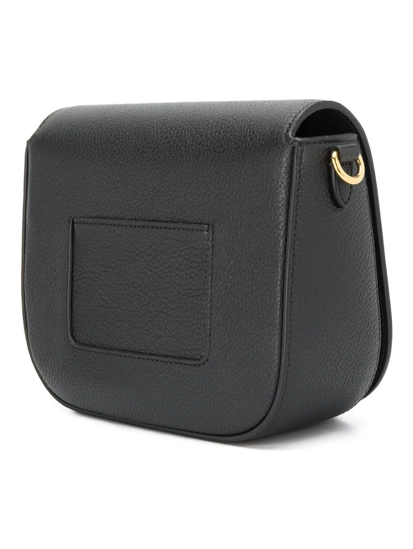 Darley Black Crossbody Bag with Adjustable and Removable Shoulder Strap and Turn-Lock Closure in Grained Leather Woman