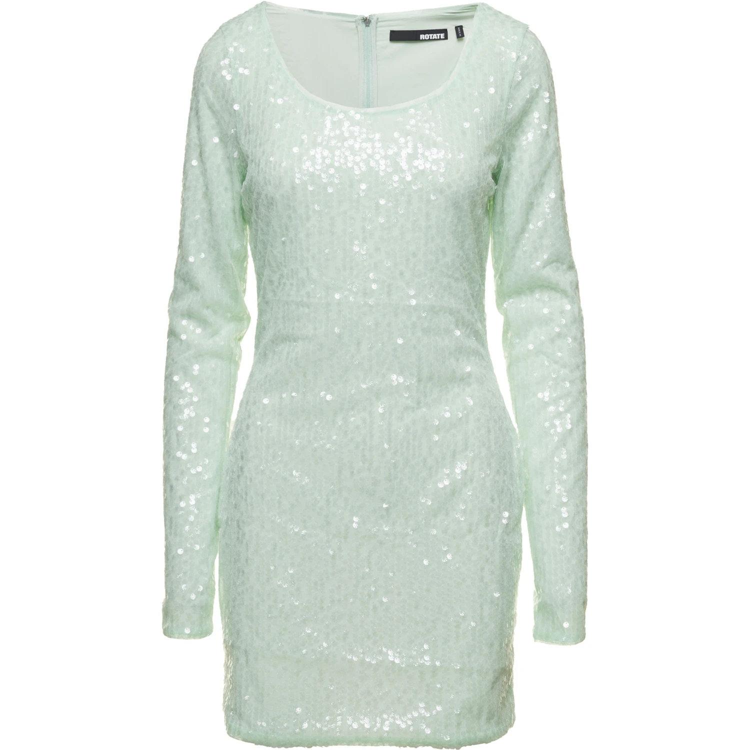 Mini Green Dress with All-Over Sequins in Recycled Fabric Woman