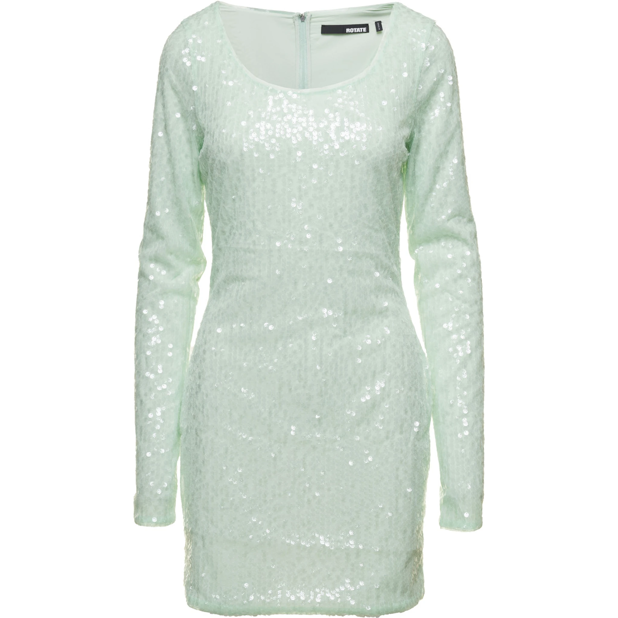 Mini Green Dress with All-Over Sequins in Recycled Fabric Woman