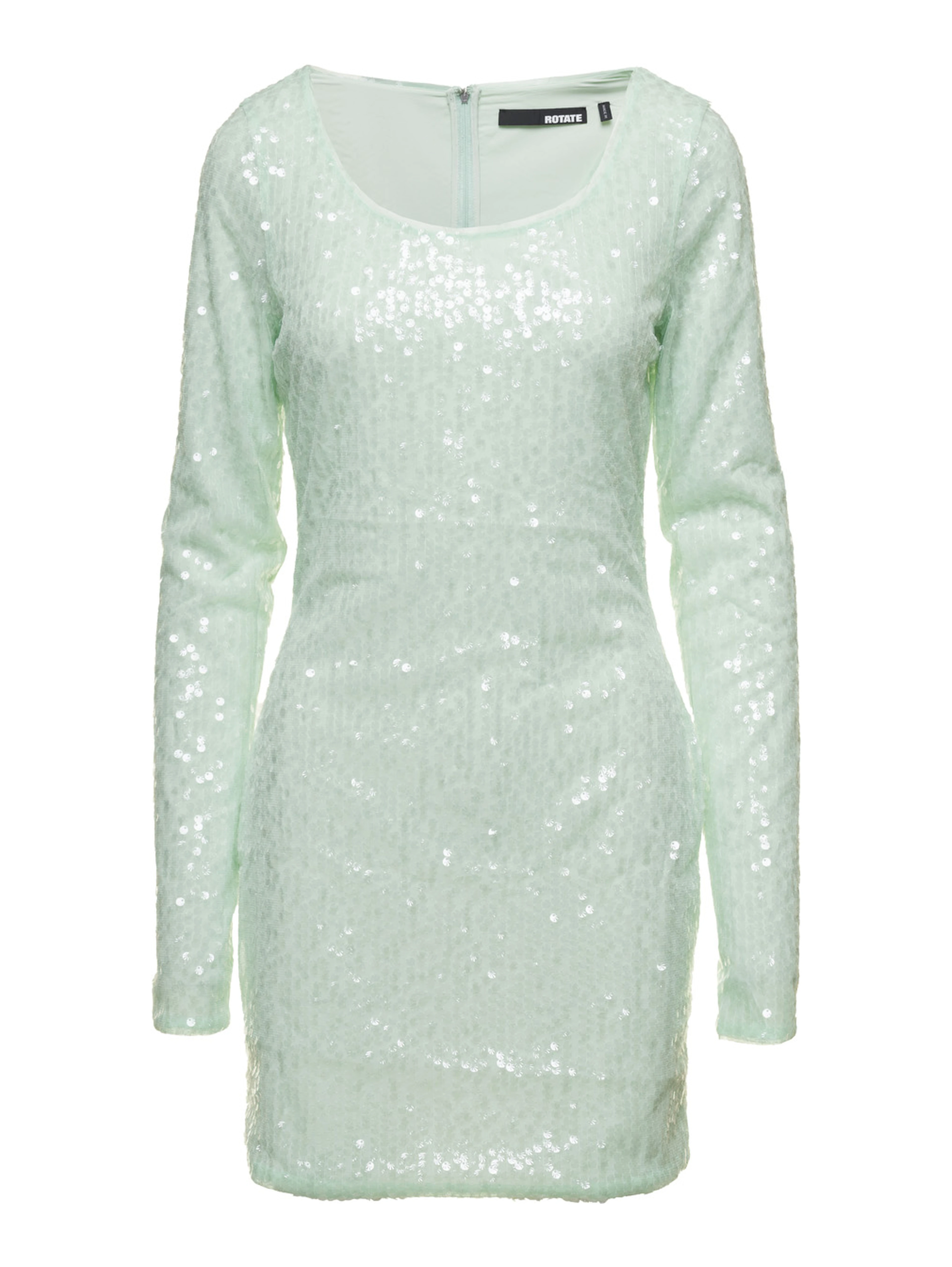 Mini Green Dress with All-Over Sequins in Recycled Fabric Woman