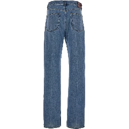 90s Light Blue Straight Jeans with Logo Patch in Denim Woman