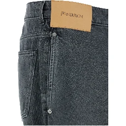 Grey Jeans with Logo Patch on the Front and Embroidered Logo on the Pocket in Cotton MAn