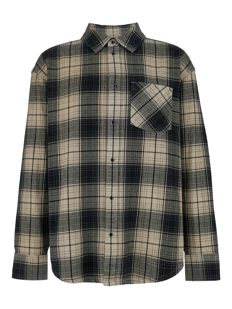 Multicolor Shirt with Check Motif and Patch Pocket in Cotton Man