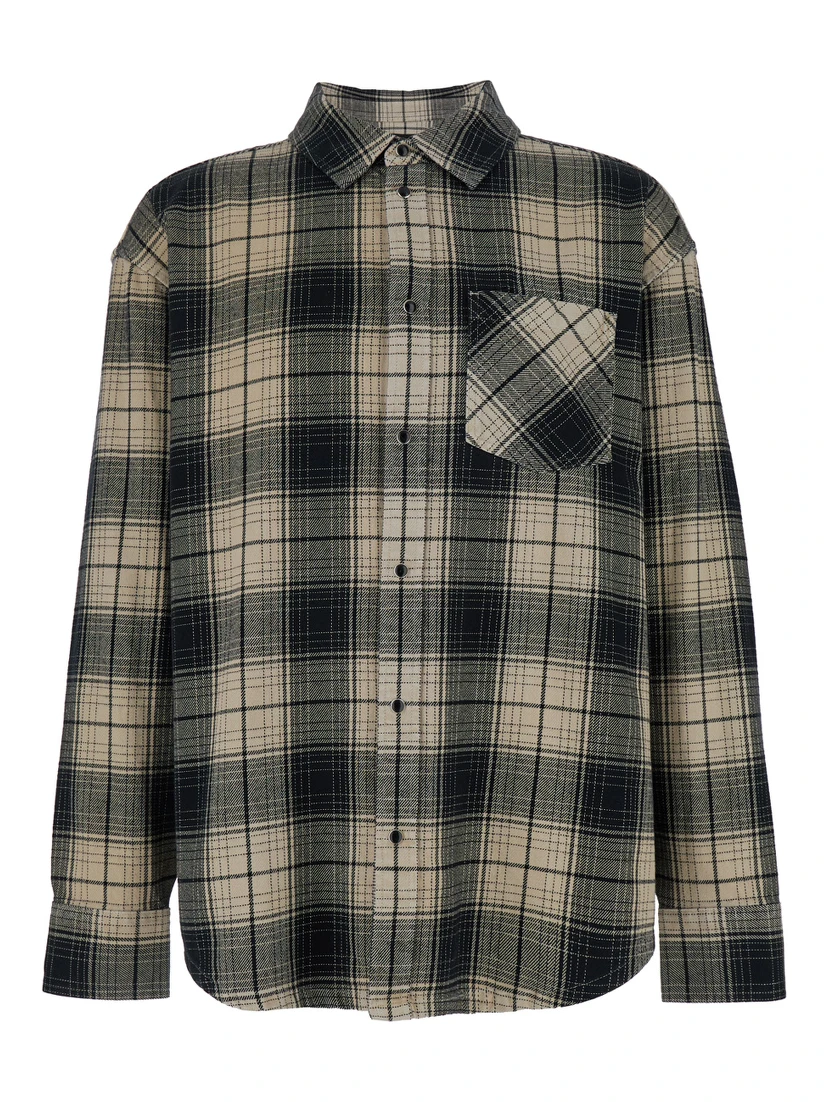 Multicolor Shirt with Check Motif and Patch Pocket in Cotton Man