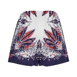 شورت أزرق بنقشة باندانا غوتشي من القطن الرجالي