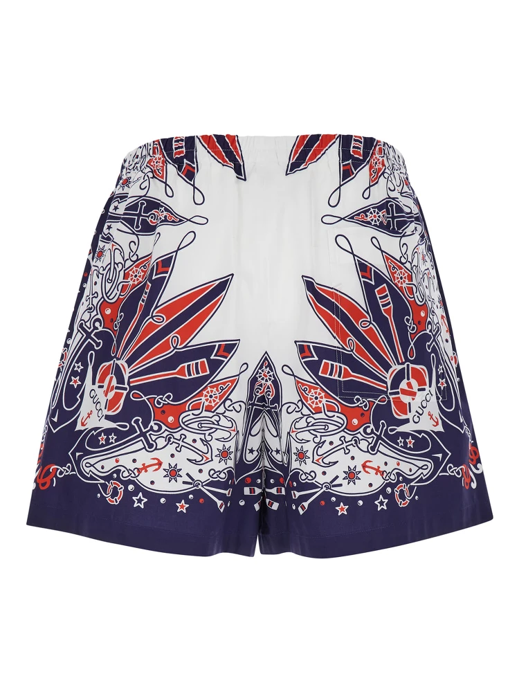 شورت أزرق بنقشة باندانا غوتشي من القطن الرجالي alternative