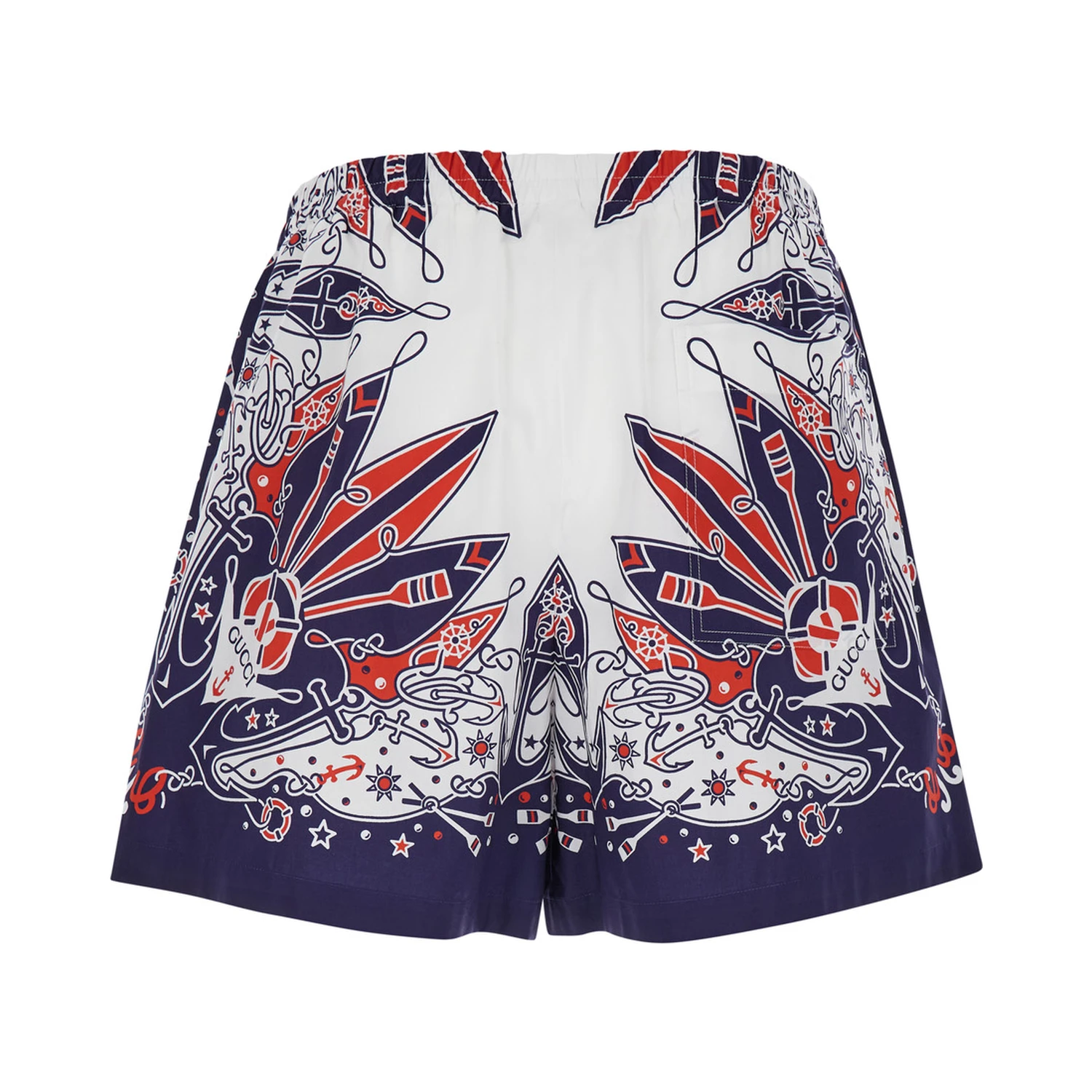 Blue Shorts with Gucci Bandana Print in Cotton Man