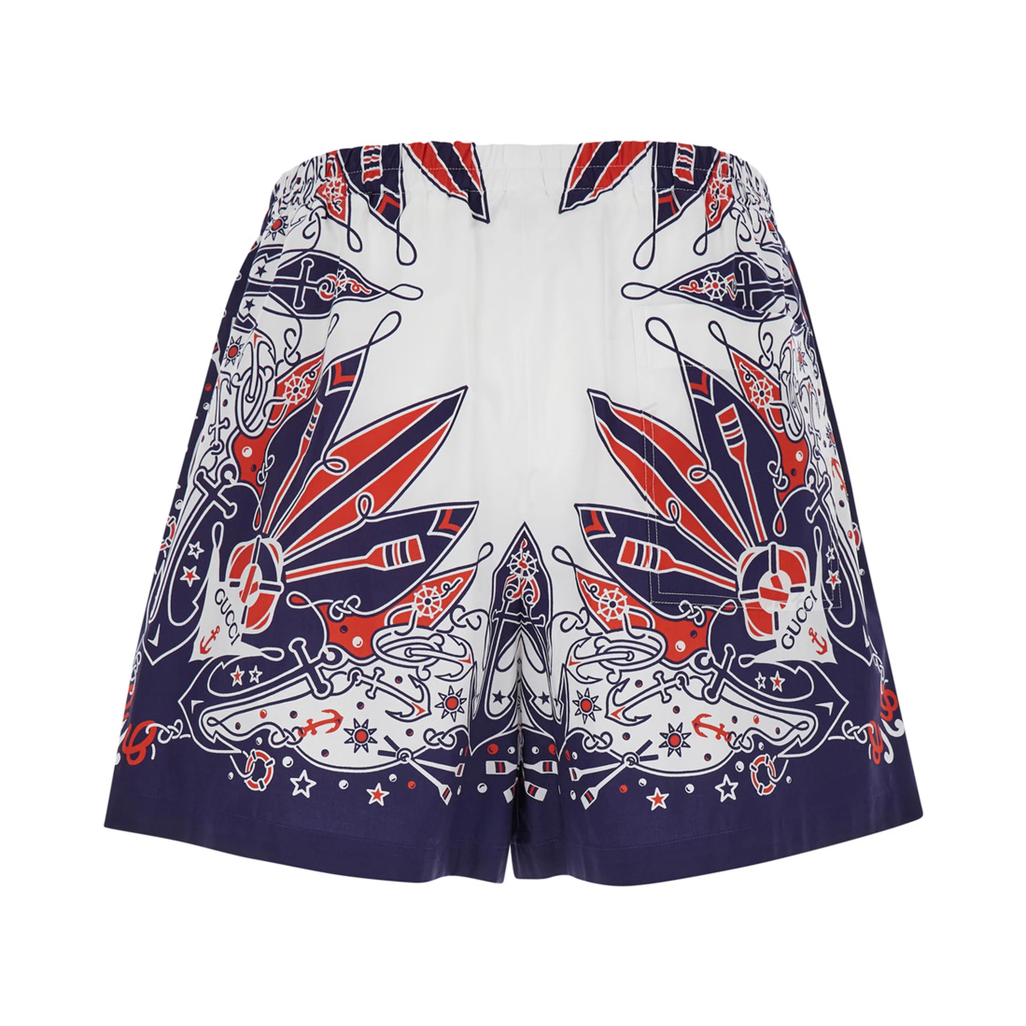 شورت أزرق بنقشة باندانا غوتشي من القطن الرجالي