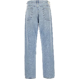 Light Blue Five-Pocket Jeans in Denim Man