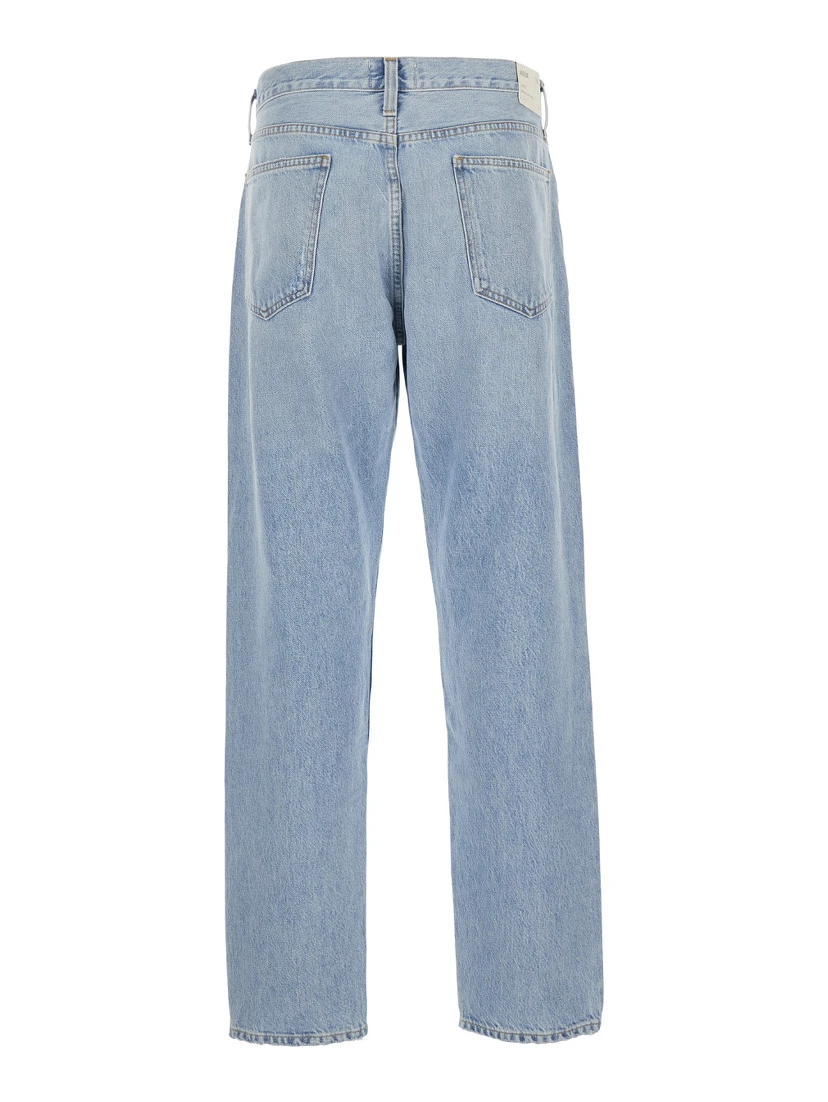 Light Blue Five-Pocket Jeans in Denim Man