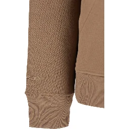 Julia Beige Sweatshirt with Fixed Hood and Dropped Shoulders in Cotton Woman