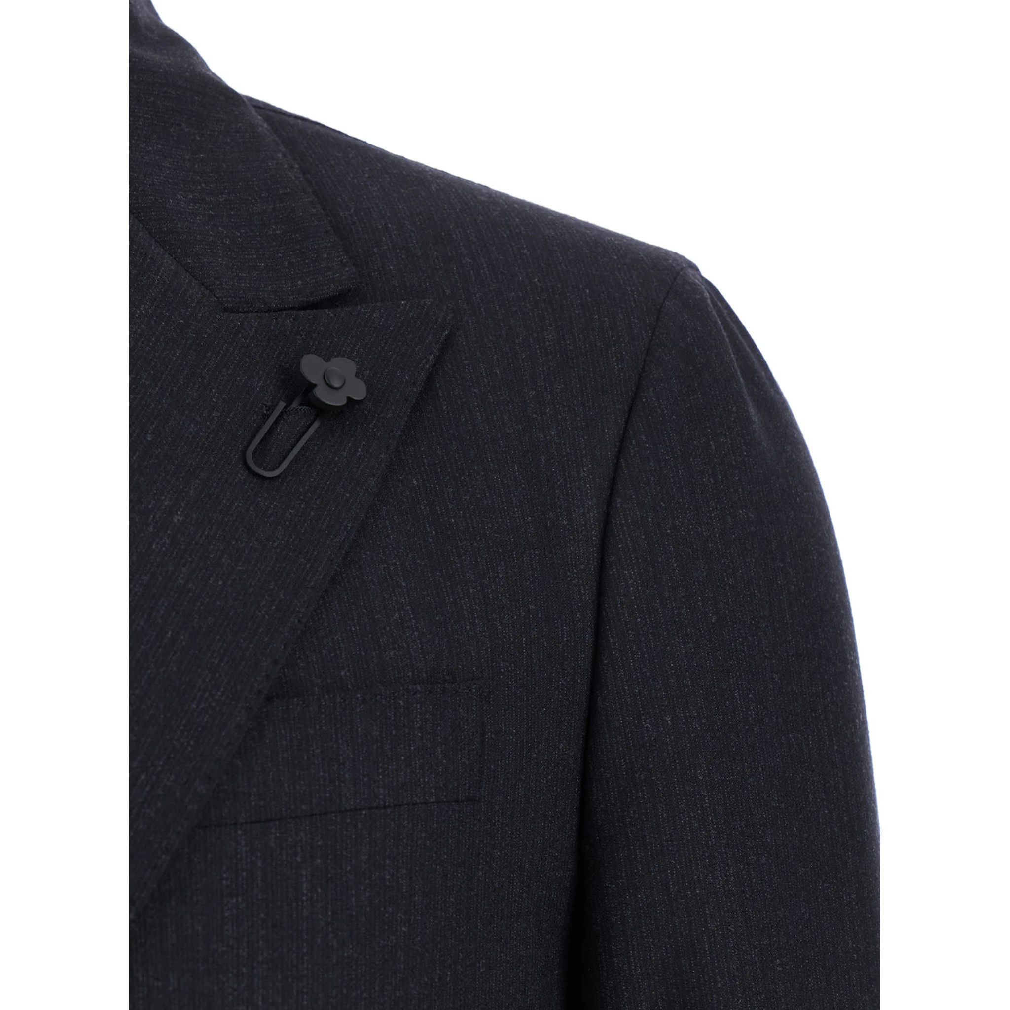 Grey Single-Breasted Suit with Classic Revers in Flanel Man