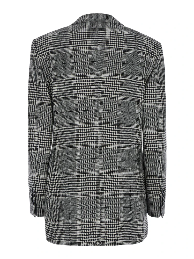 Grey Single-Breasted Jacket with Peak Revers in Wool and Cashmere Woman alternative