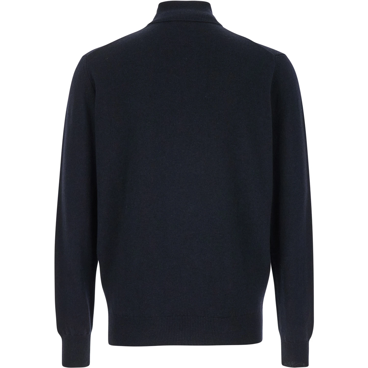 Dark Blue Turtleneck Sweater in Merino Wool and Silk Blend Man