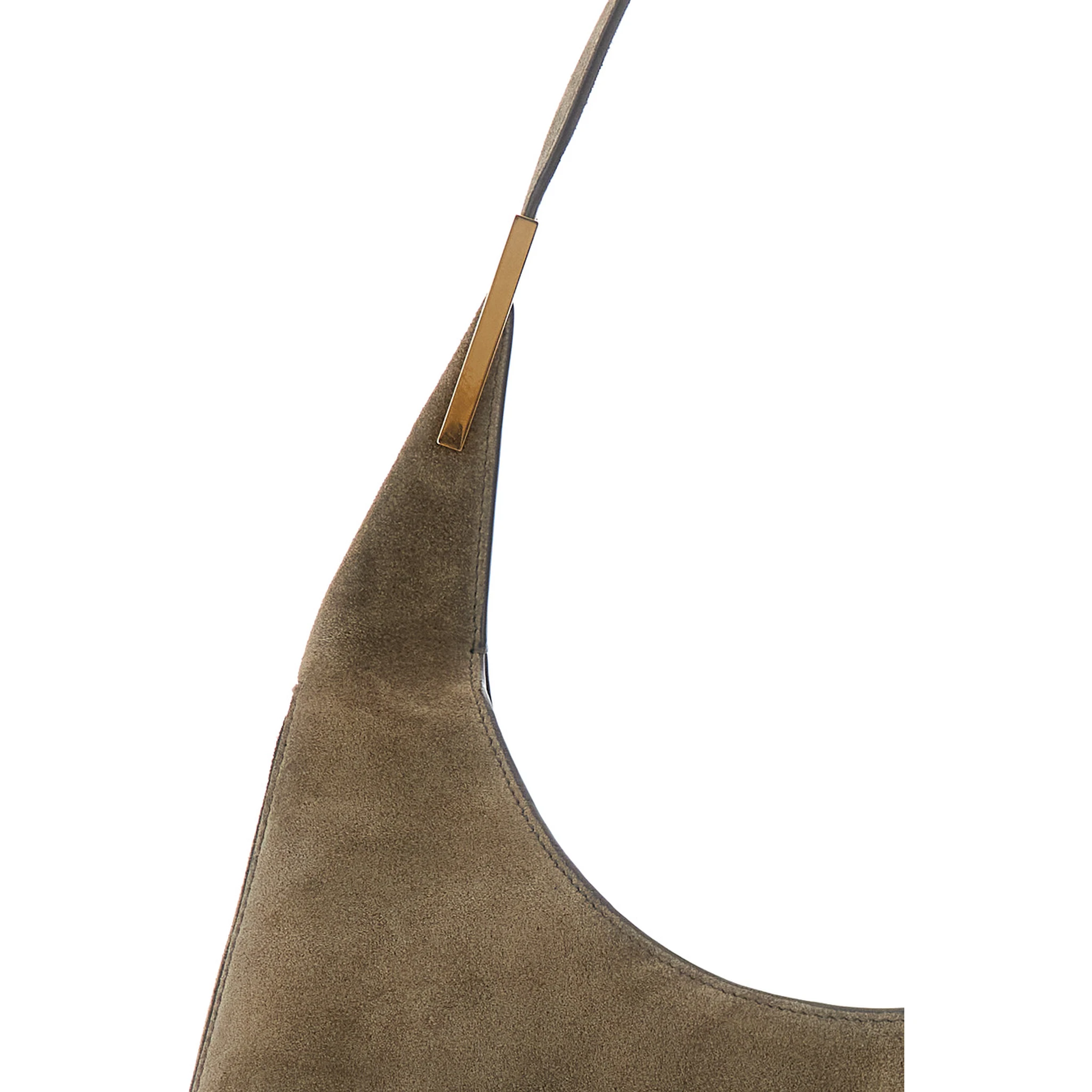 Brown Shoulder Bag with Open Top in Suede Woman