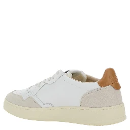 Medalist Low White Sneakers with Navy Blue Heel Tab in Leather Man