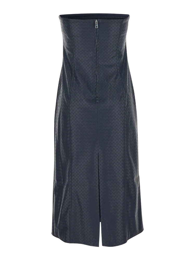Blue Midi Bustier Dress In Braided Eco Leather Woman alternative