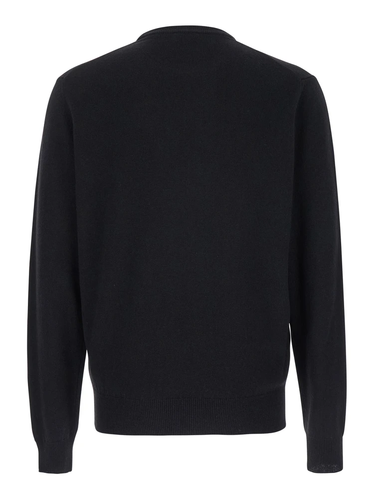 Black Crewneck Sweater in Merino Wool and Silk Blend Man alternative