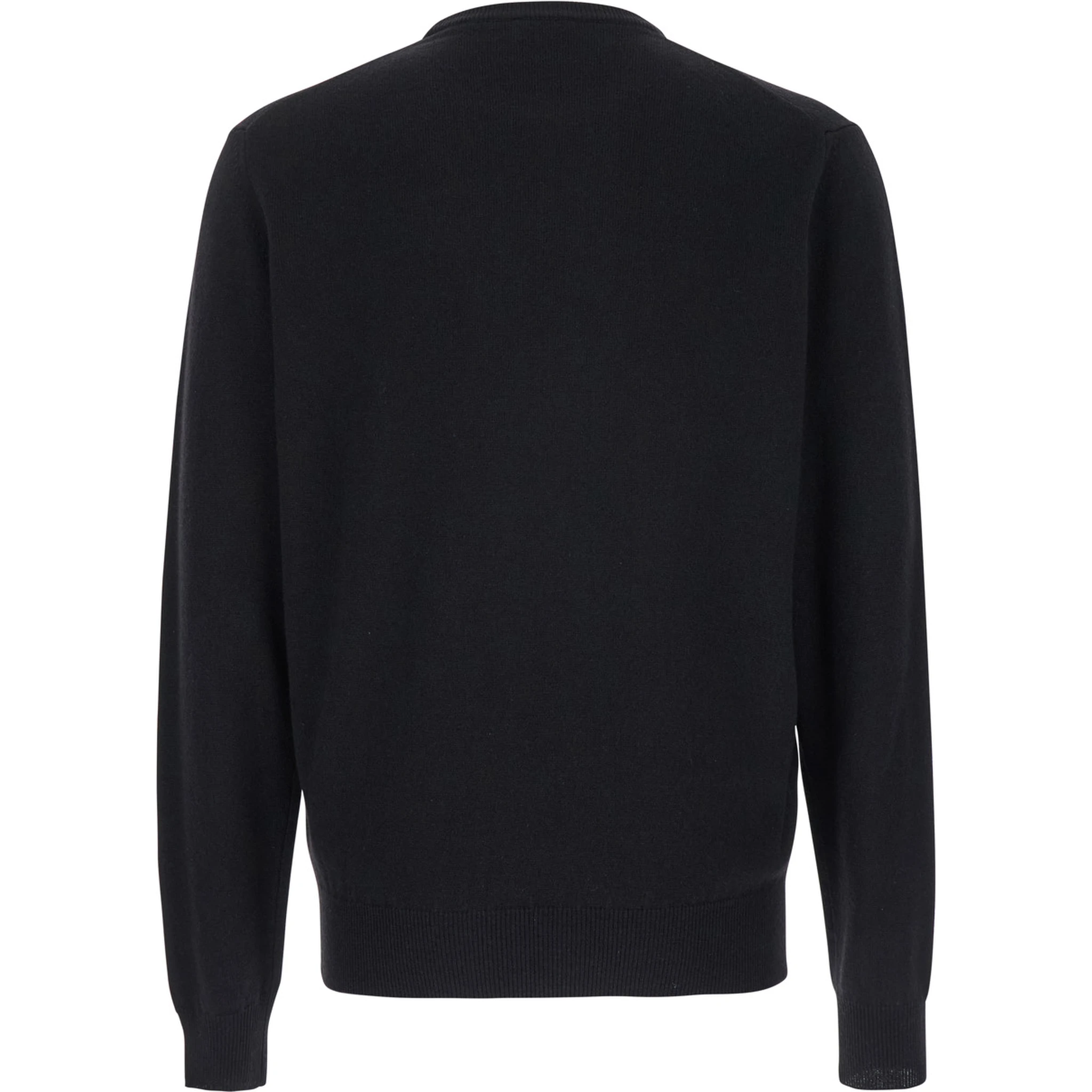 Black Crewneck Sweater in Merino Wool and Silk Blend Man