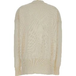 Beige Ribbed Pullover in Cashmere Woman
