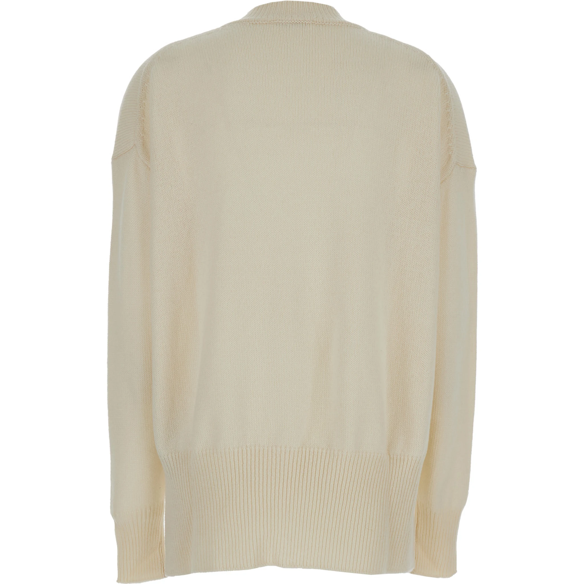 Beige Ribbed Pullover in Cashmere Woman