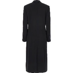 Black Coat with Notched Revers in Rayon Woman