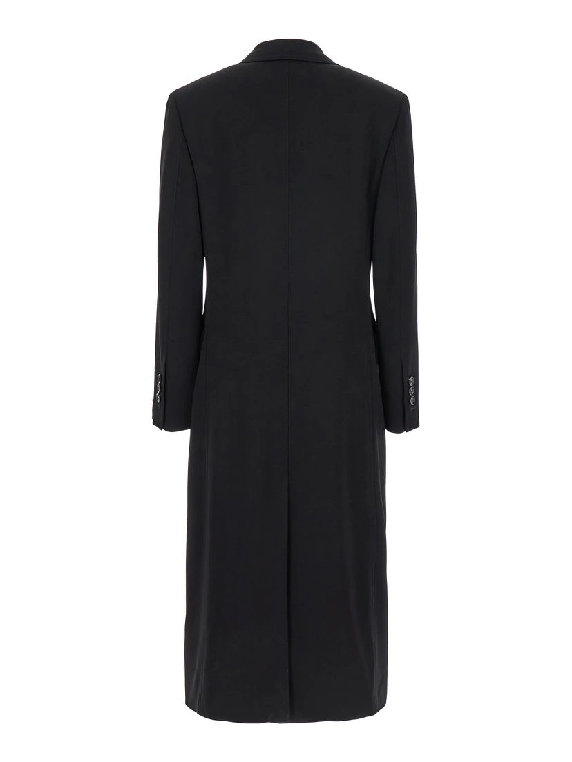 Black Coat with Notched Revers in Rayon Woman
