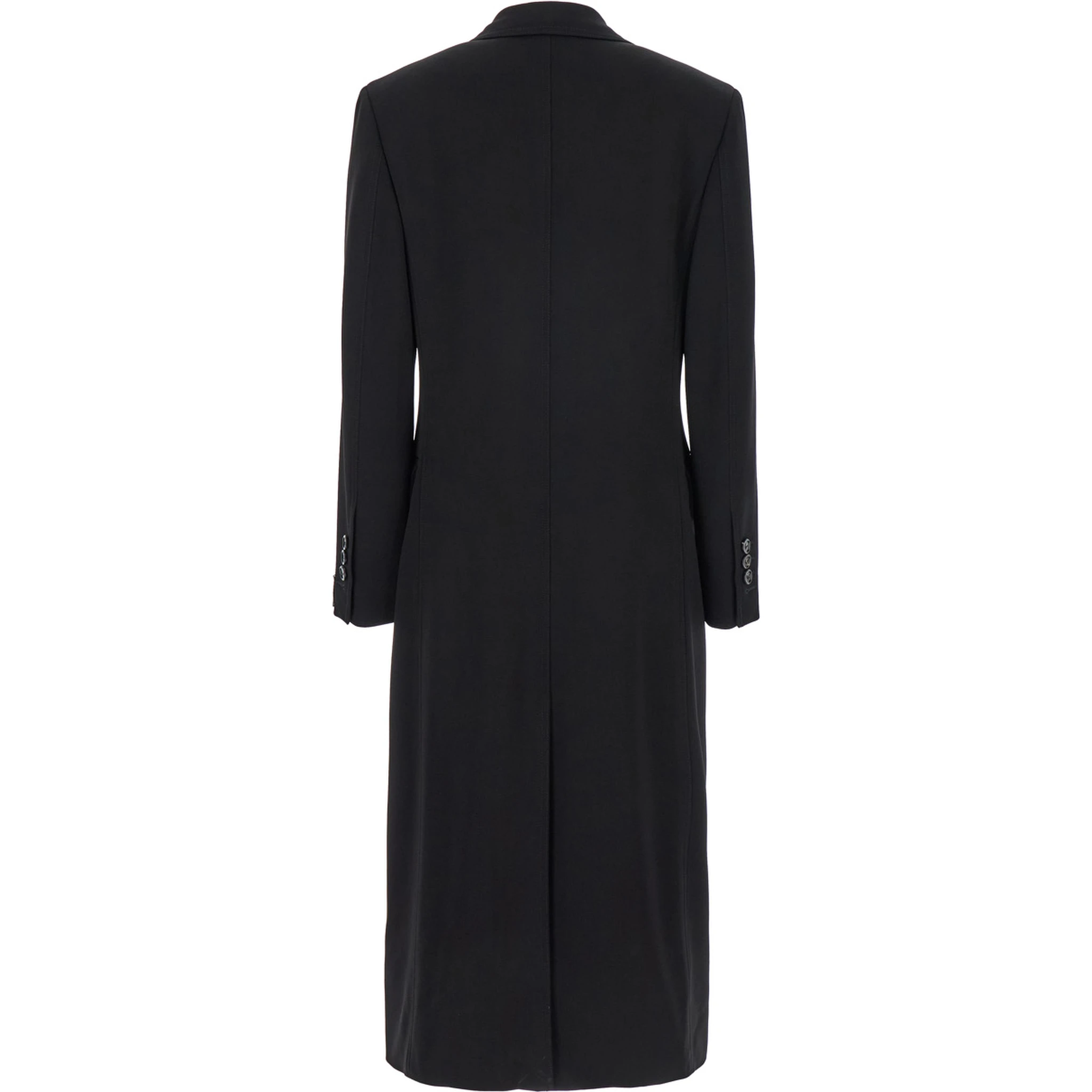 Black Coat with Notched Revers in Rayon Woman
