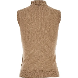 Ardenza Beige Knit Vest with High Neck in Wool Woman