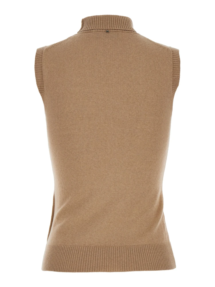 Ardenza Beige Knit Vest with High Neck in Wool Woman alternative