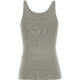 Grey U Neck Tank Top in Lightweight Knit Woman