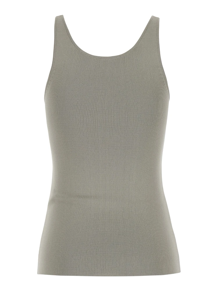 Grey U Neck Tank Top in Lightweight Knit Woman alternative