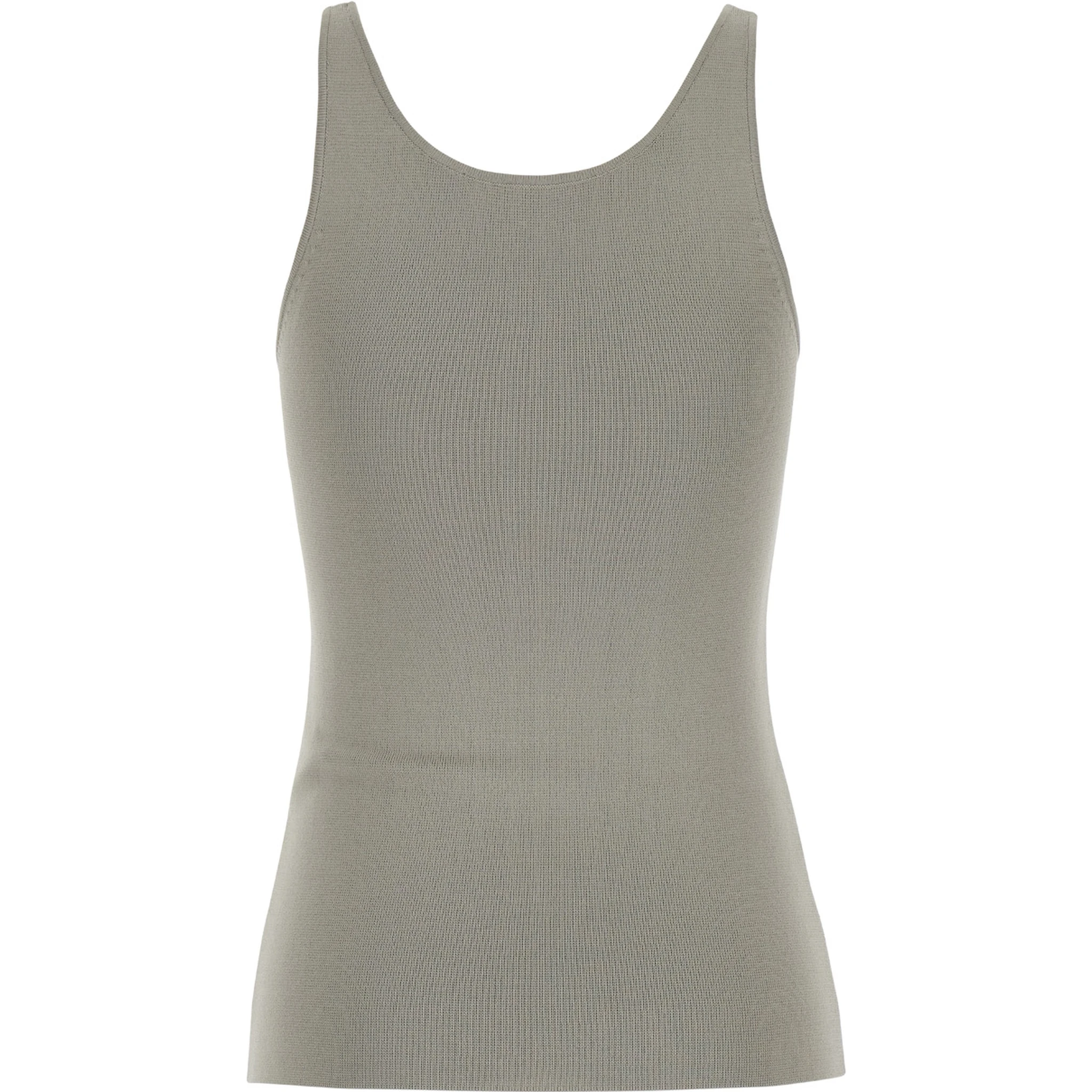 Grey U Neck Tank Top in Lightweight Knit Woman