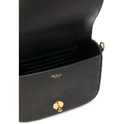 Darley Black Crossbody Bag with Adjustable and Removable Shoulder Strap and Turn-Lock Closure in Grained Leather Woman