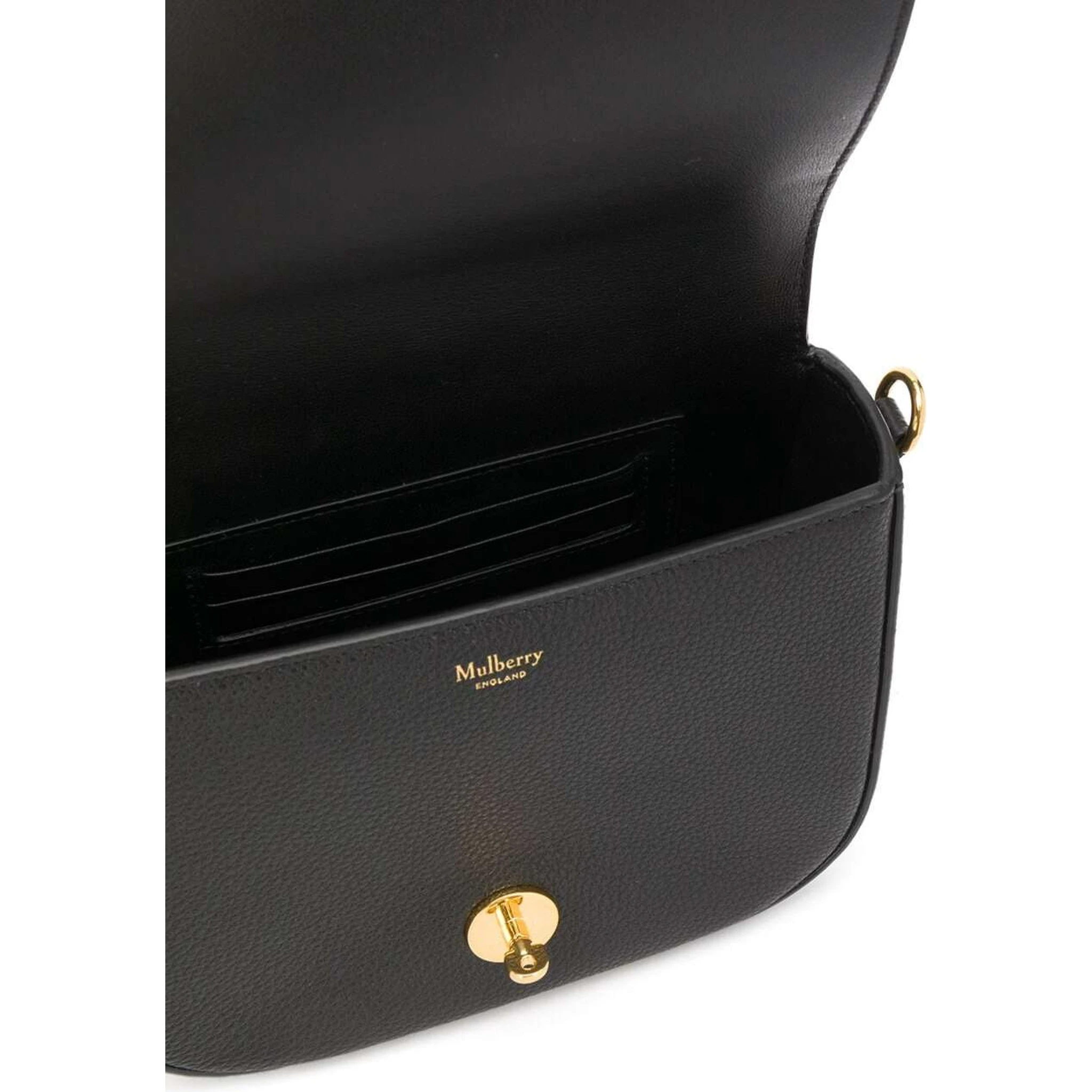 Darley Black Crossbody Bag with Adjustable and Removable Shoulder Strap and Turn-Lock Closure in Grained Leather Woman