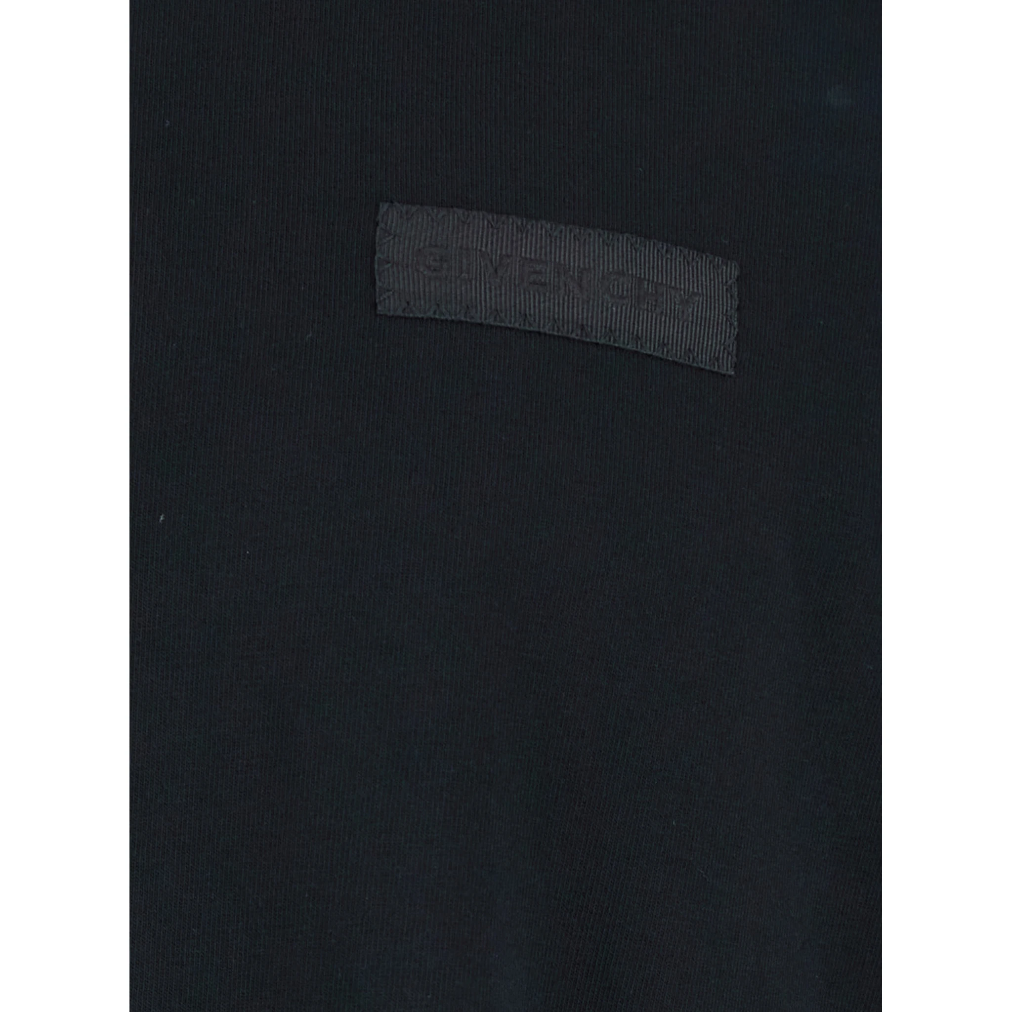 Black Crewneck T-Shirt with Logo Patch on the Front in Cotton Man