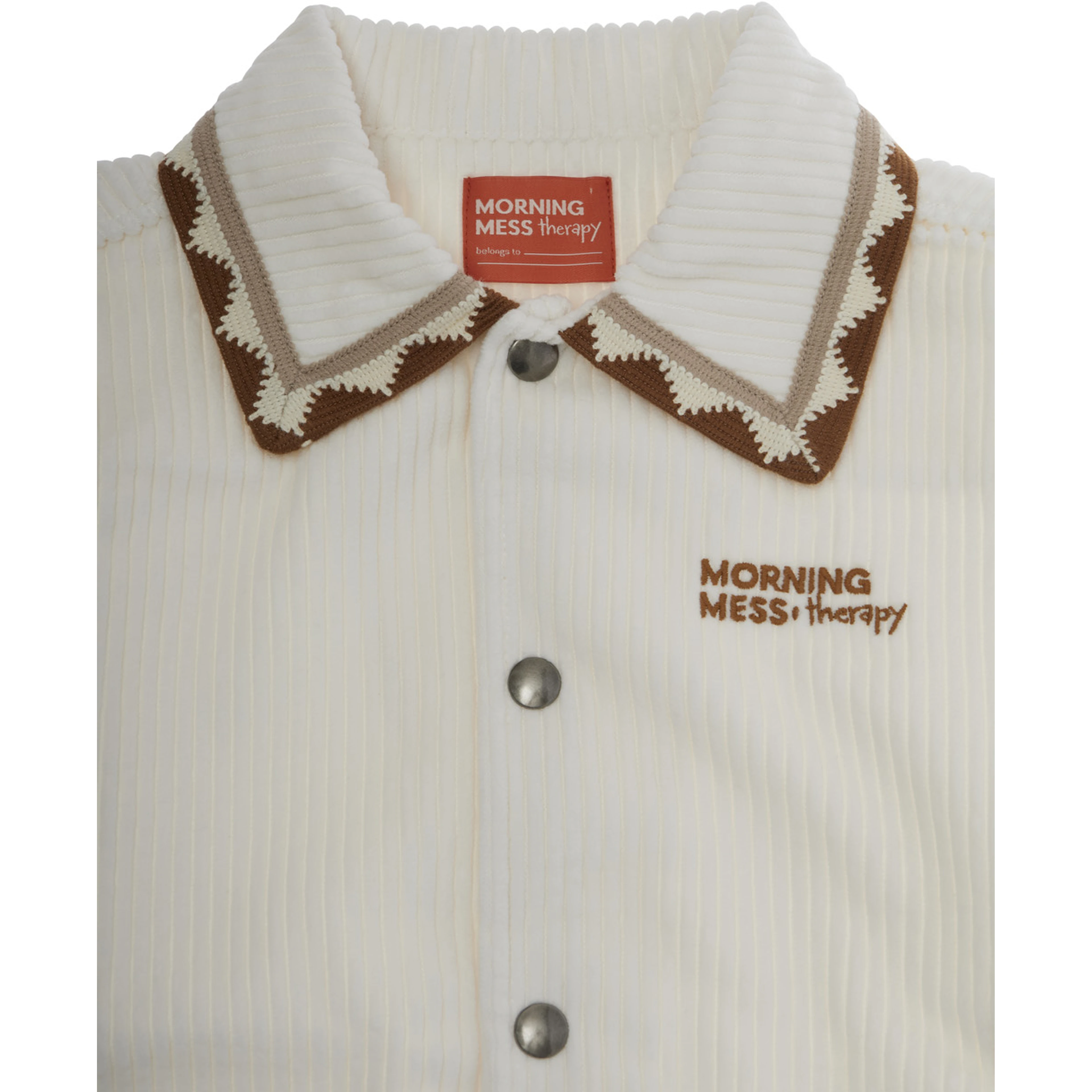 Dora White Jacket with Classic Collar and Two Front Patch Pockets in Corduroy Girl