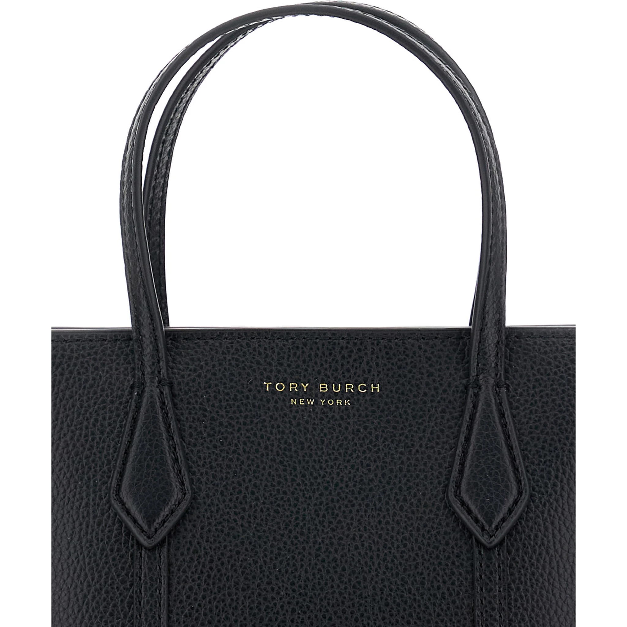 Perry Black Handbag with Adjustable and Removable Shoulder Strap and Embossed Logo Lettering on the Front in Grained Leather Woman