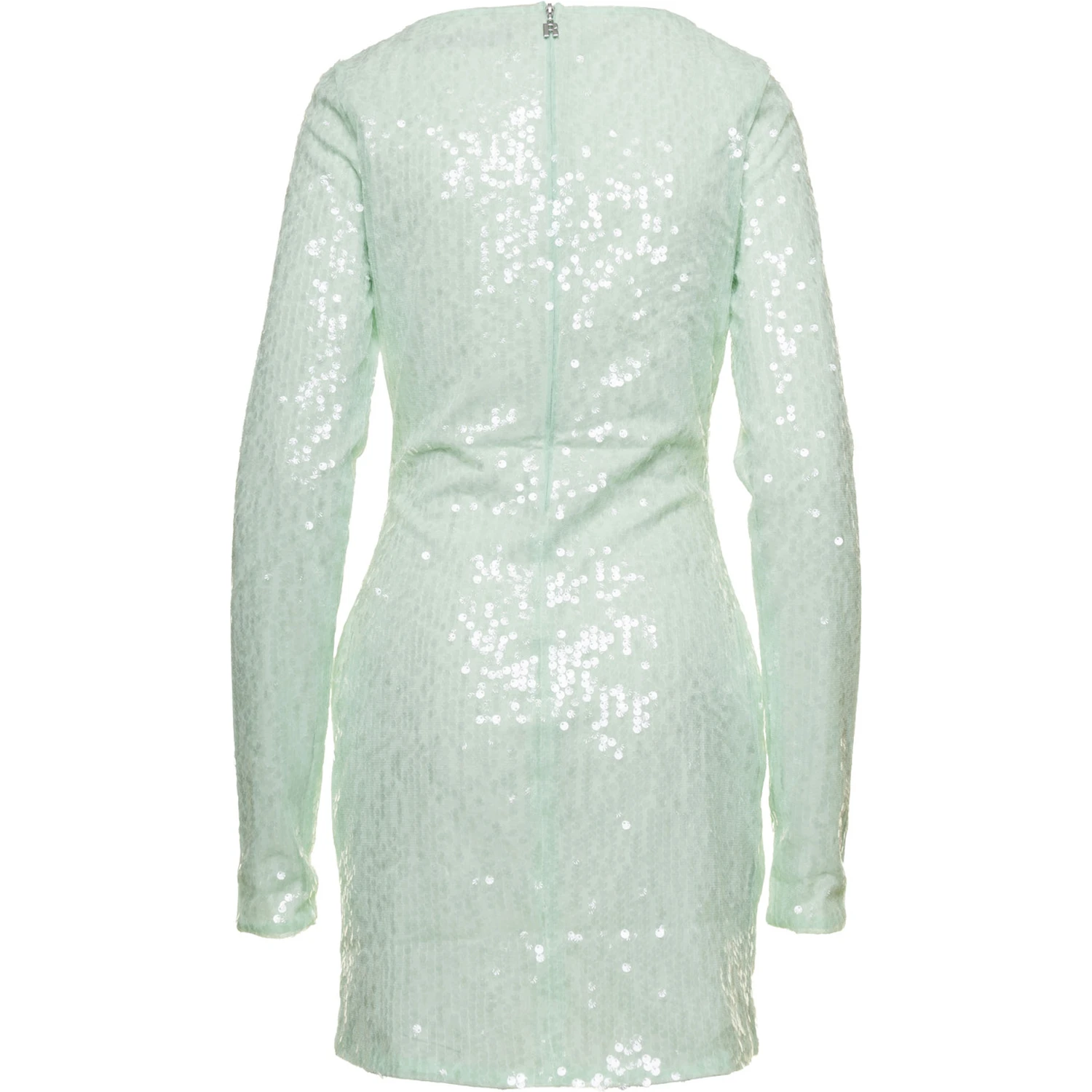 Mini Green Dress with All-Over Sequins in Recycled Fabric Woman