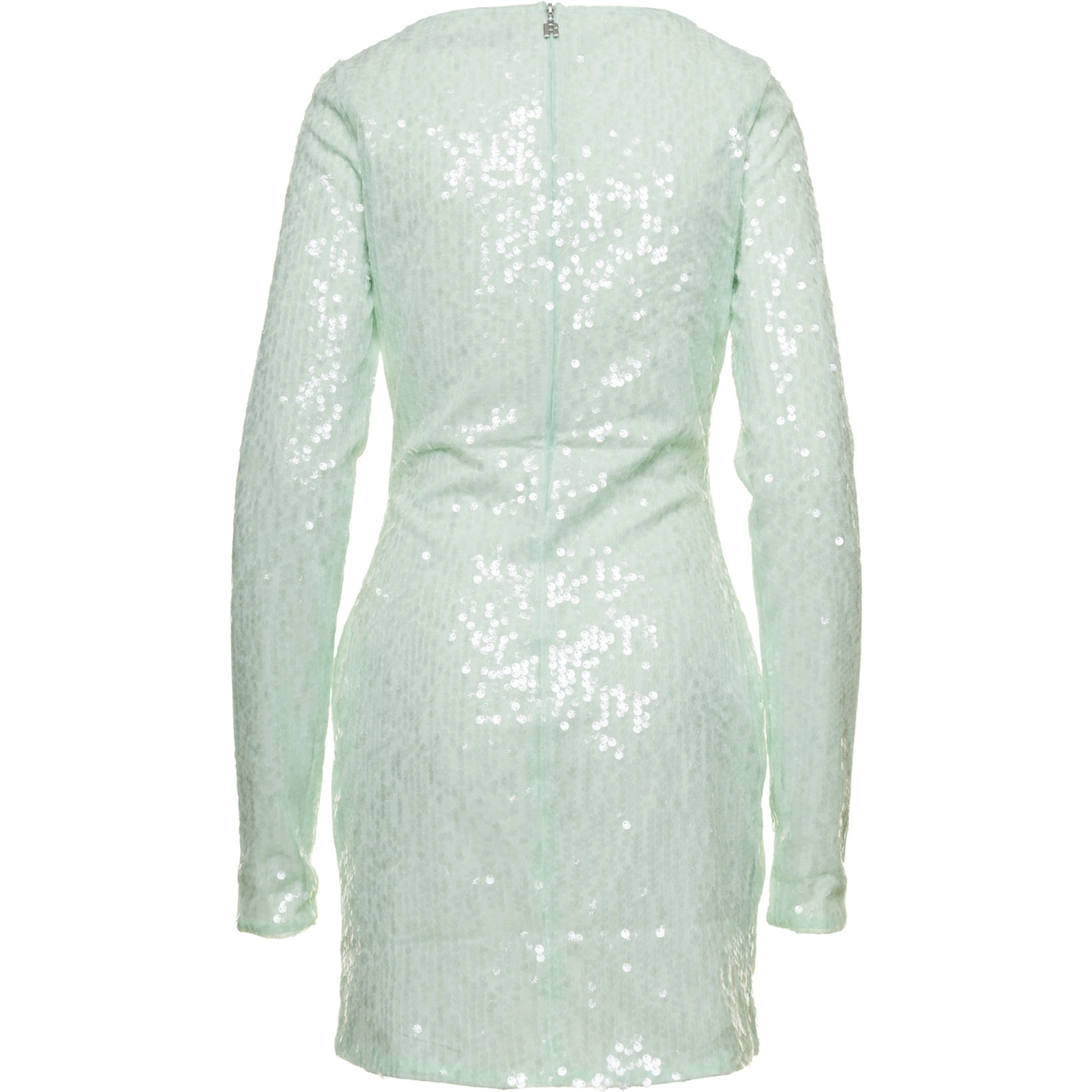 Mini Green Dress with All-Over Sequins in Recycled Fabric Woman