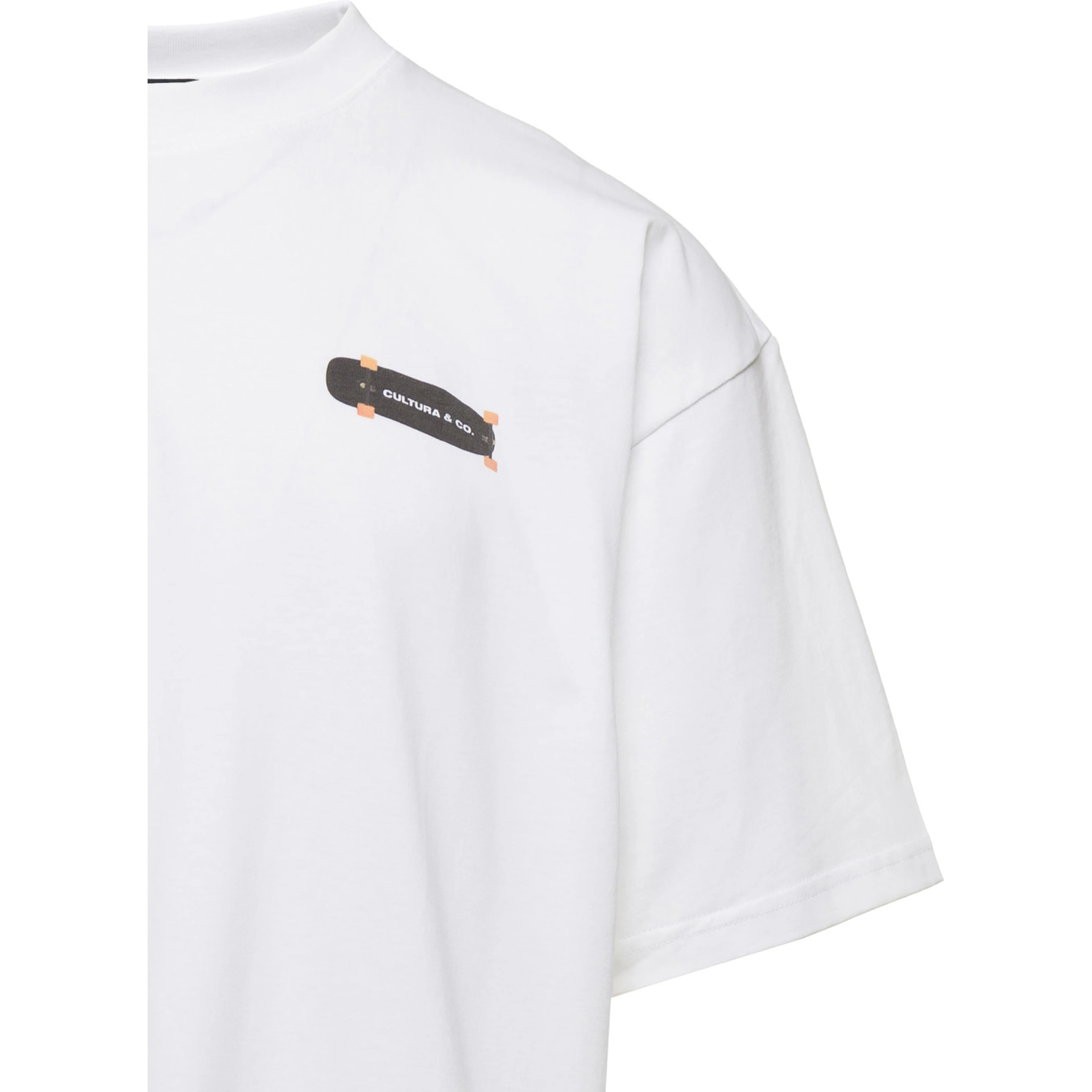White Crewneck T-Shirt with Skate Logo Print in Jersey Man